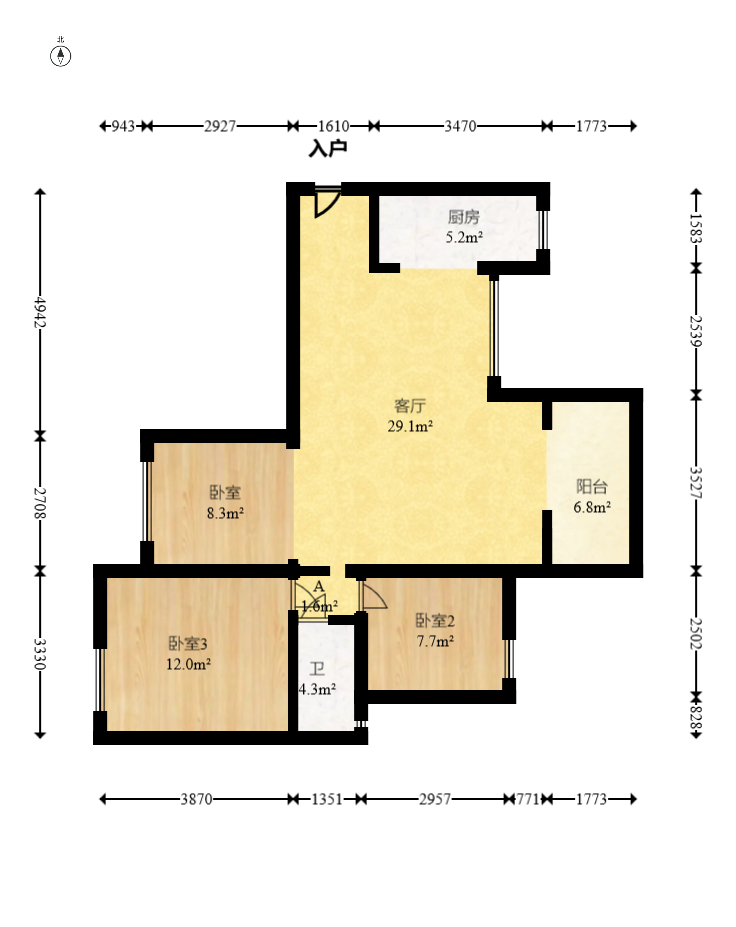 盛世耀凯  3室1厅1卫    87.0万 盛世耀凯  3室1厅1卫    87.0万户型图