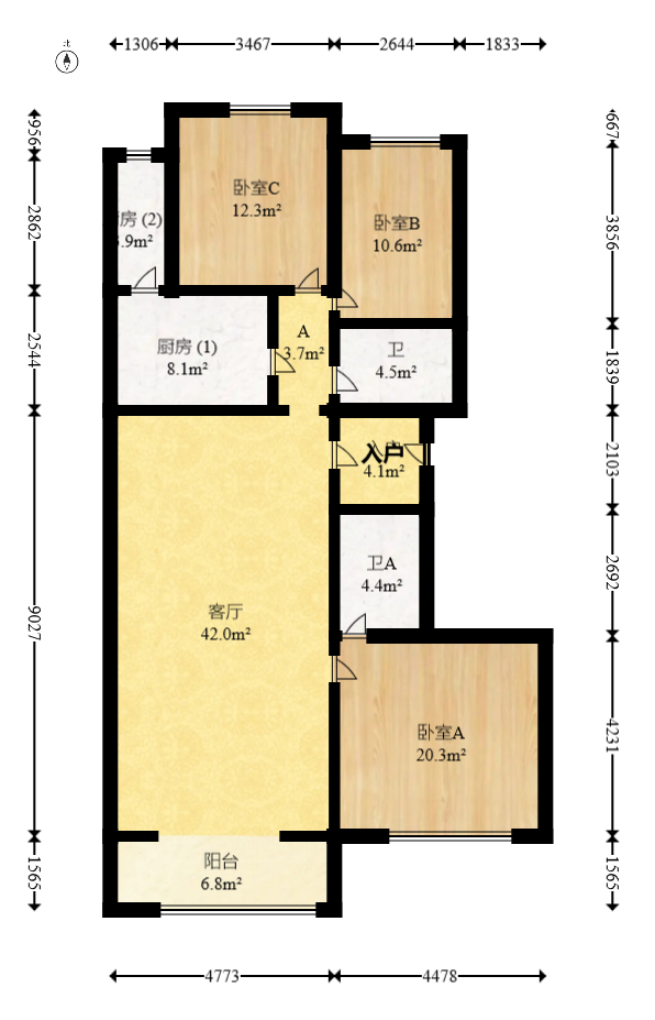 远大麓园  3室2厅2卫    79.8万 远大麓园  3室2厅2卫    79.8万户型图