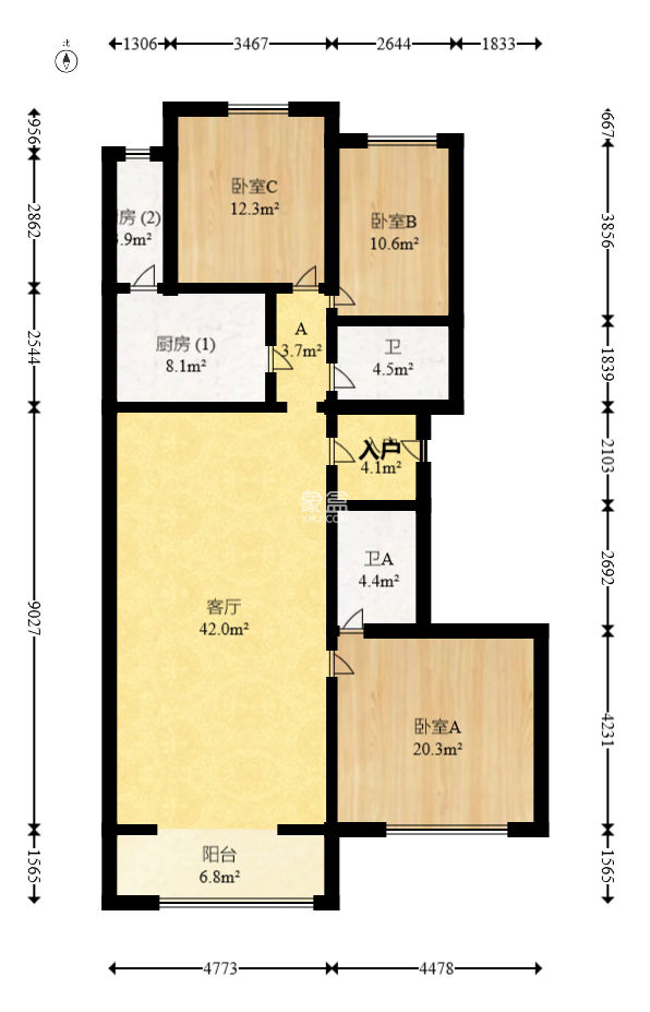 远大麓园  3室2厅2卫    79.8万