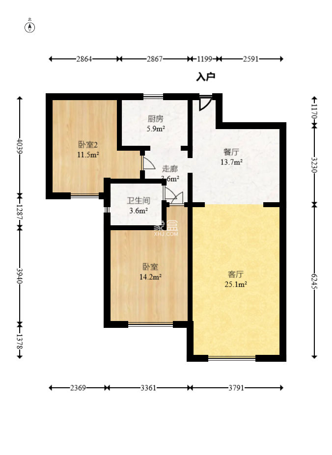 东驿竹园  2室2厅1卫   54.60万