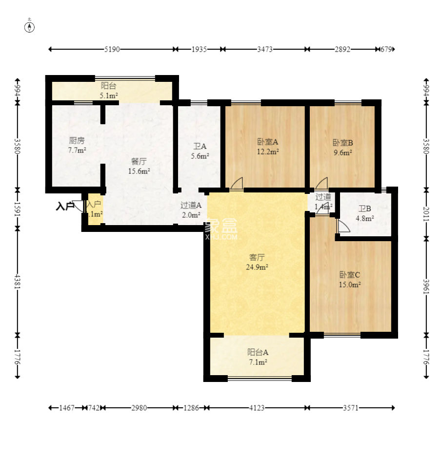 长房明宸府  3室2厅2卫    123.0万