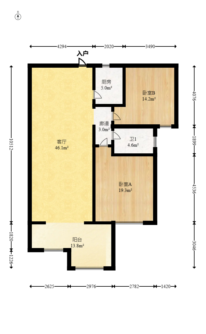 江山帝景哈佛 2室1厅1卫 65.0万 江山帝景哈佛 2室1厅1卫 65.0万户型图