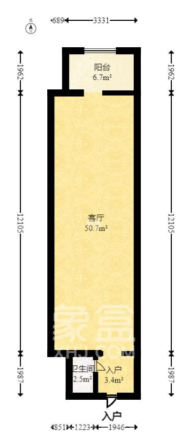MOMA当代广场  3室2厅1卫   1500.00元/月室内图