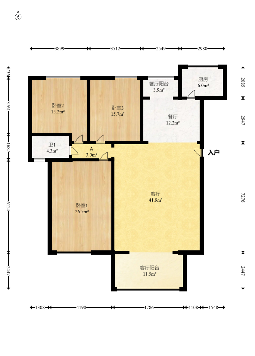 君临青园花都  3室2厅2卫    89.0万 君临青园花都  3室2厅2卫    89.0万户型图