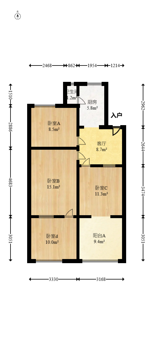 湘农桥社区  3室2厅1卫   82.80万室内图1