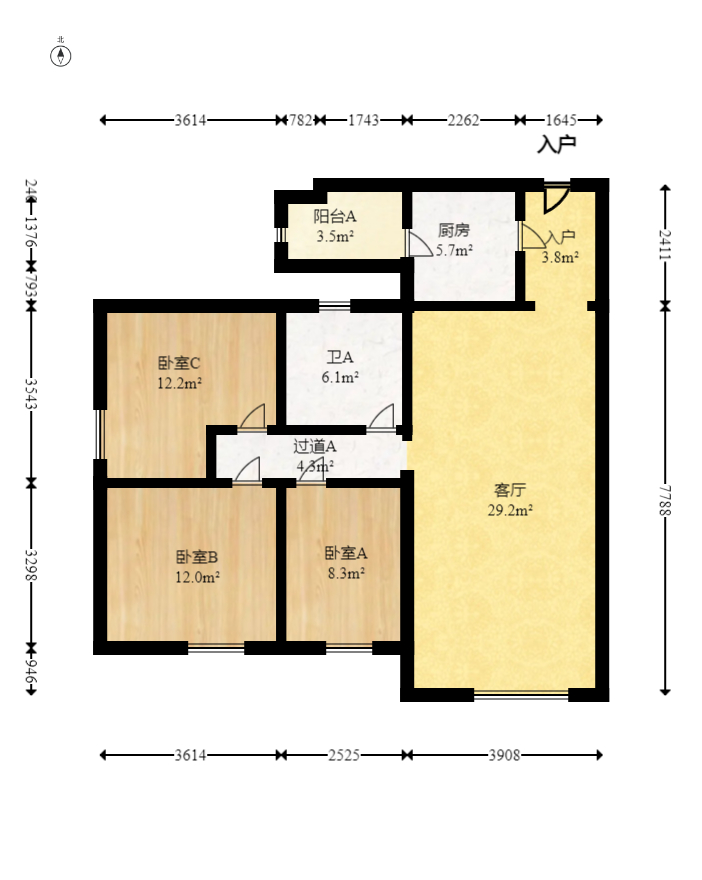 碧桂园南城首府（东宸林海）  3室2厅1卫   73.80万室内图1