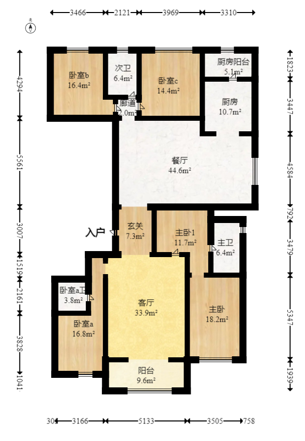 梅溪华府（新城金茂梦想华府）  4室2厅3卫   360.00万室内图1