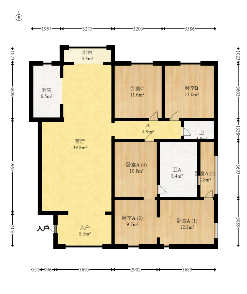 沁园春御院 3室2厅2卫 165.0万 沁园春御院 3室2厅2卫 165.0万户型图