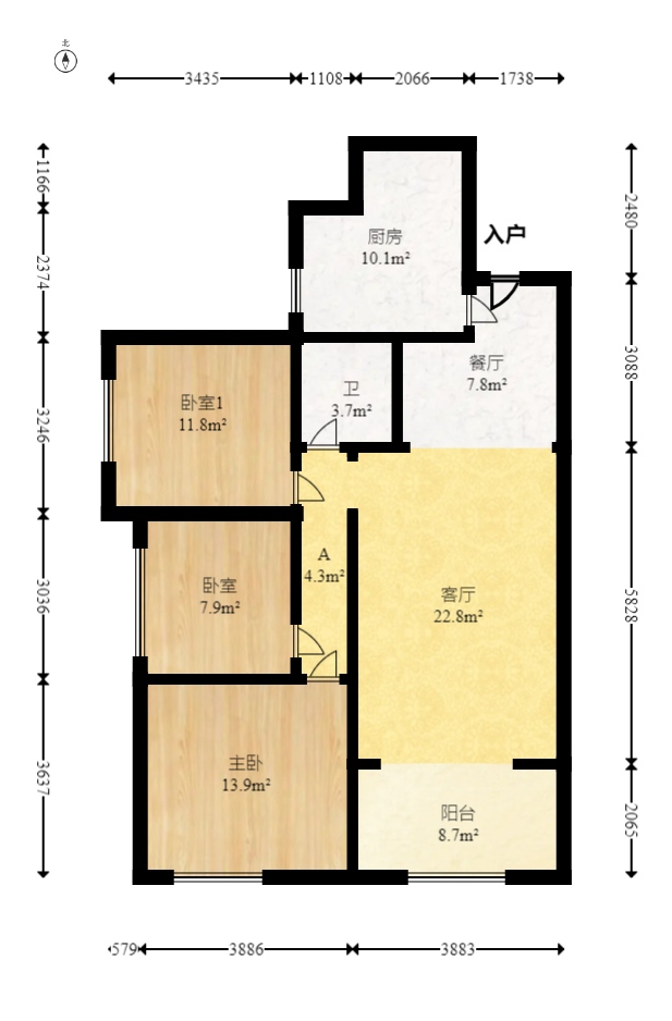 山水湾  3室2厅1卫    68.3万 山水湾  3室2厅1卫    68.3万户型图