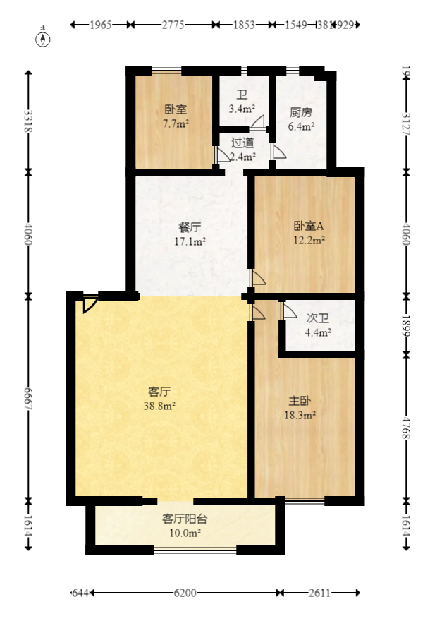 湘绣城  3室2厅2卫    46.0万室内图1