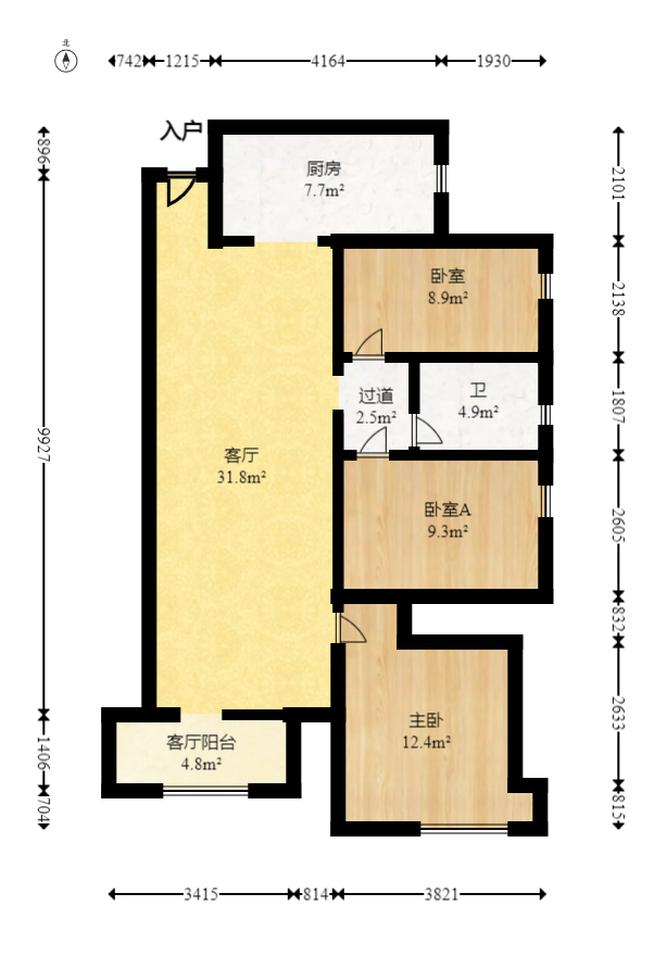 旺德府恺悦国际  3室2厅1卫   72.00万室内图1