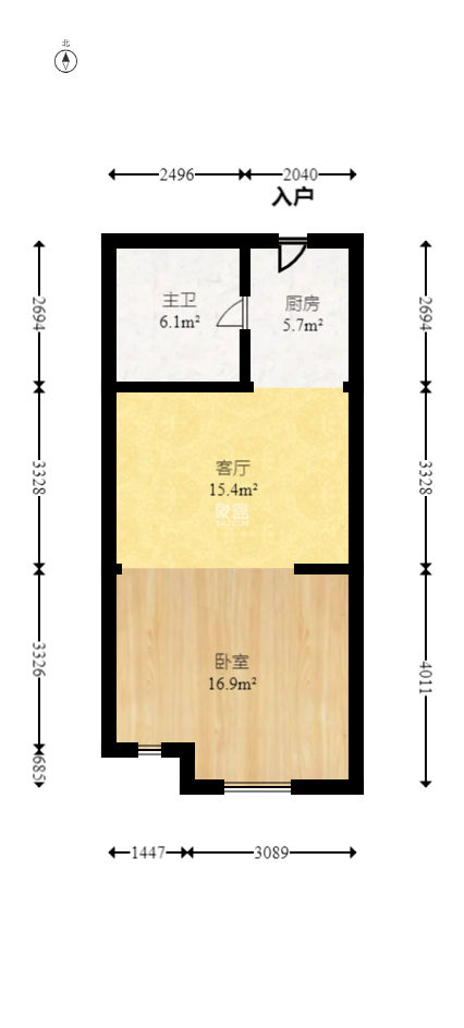 北辰三角洲E4区  1室1厅1卫   50.00万