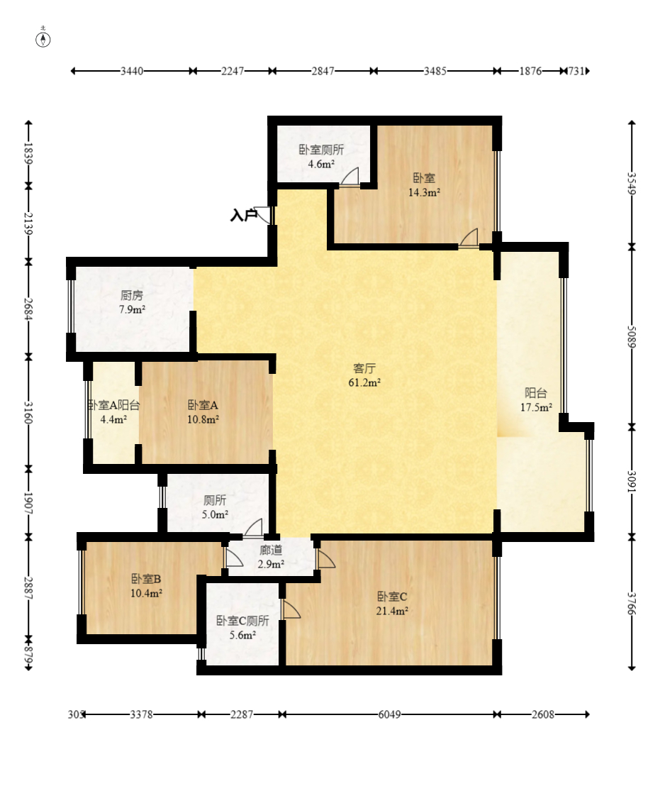 建发电建江山悦  4室2厅3卫   360.00万室内图1