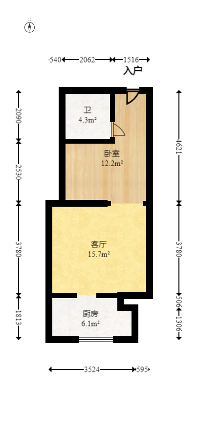 山水湾  1室1厅1卫   32.80万室内图1