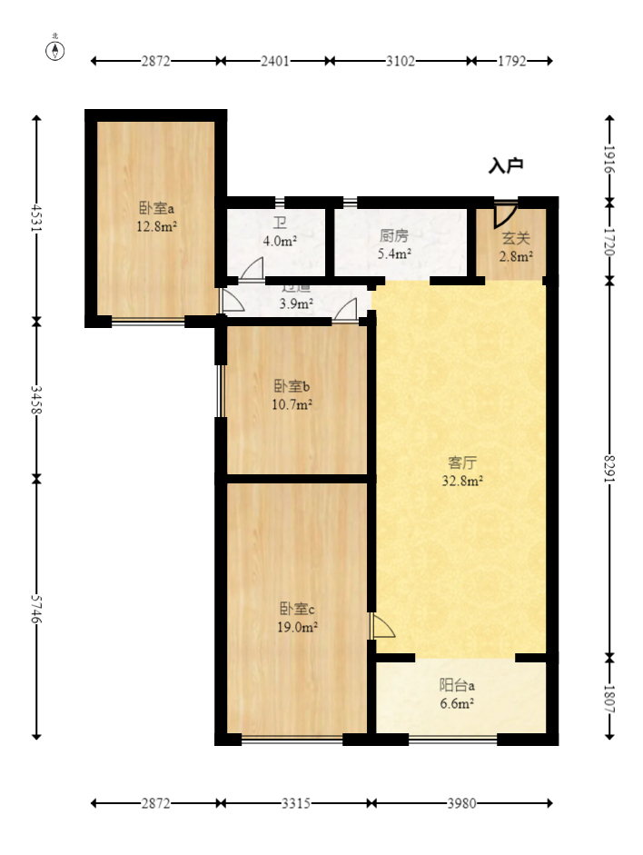 新华联梦想城 3室2厅1卫 78.8万 新华联梦想城 3室2厅1卫 78.8万户型图