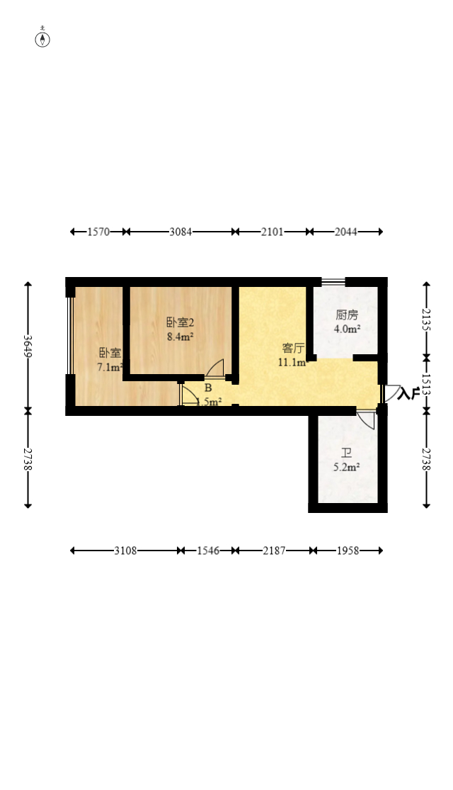 左岸右岸  1室1厅1卫   51.00万室内图1