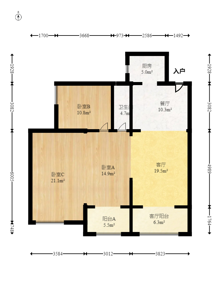 中建芙蓉嘉苑  3室2厅1卫   112.00万室内图1