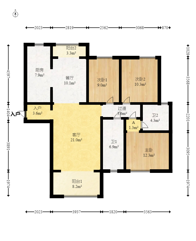 长房雍景湾 3室2厅2卫 160.0万 长房雍景湾 3室2厅2卫 160.0万户型图
