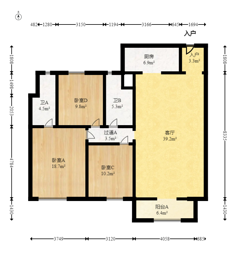 碧桂园南城首府（东宸林海）  3室2厅2卫   98.00万室内图1