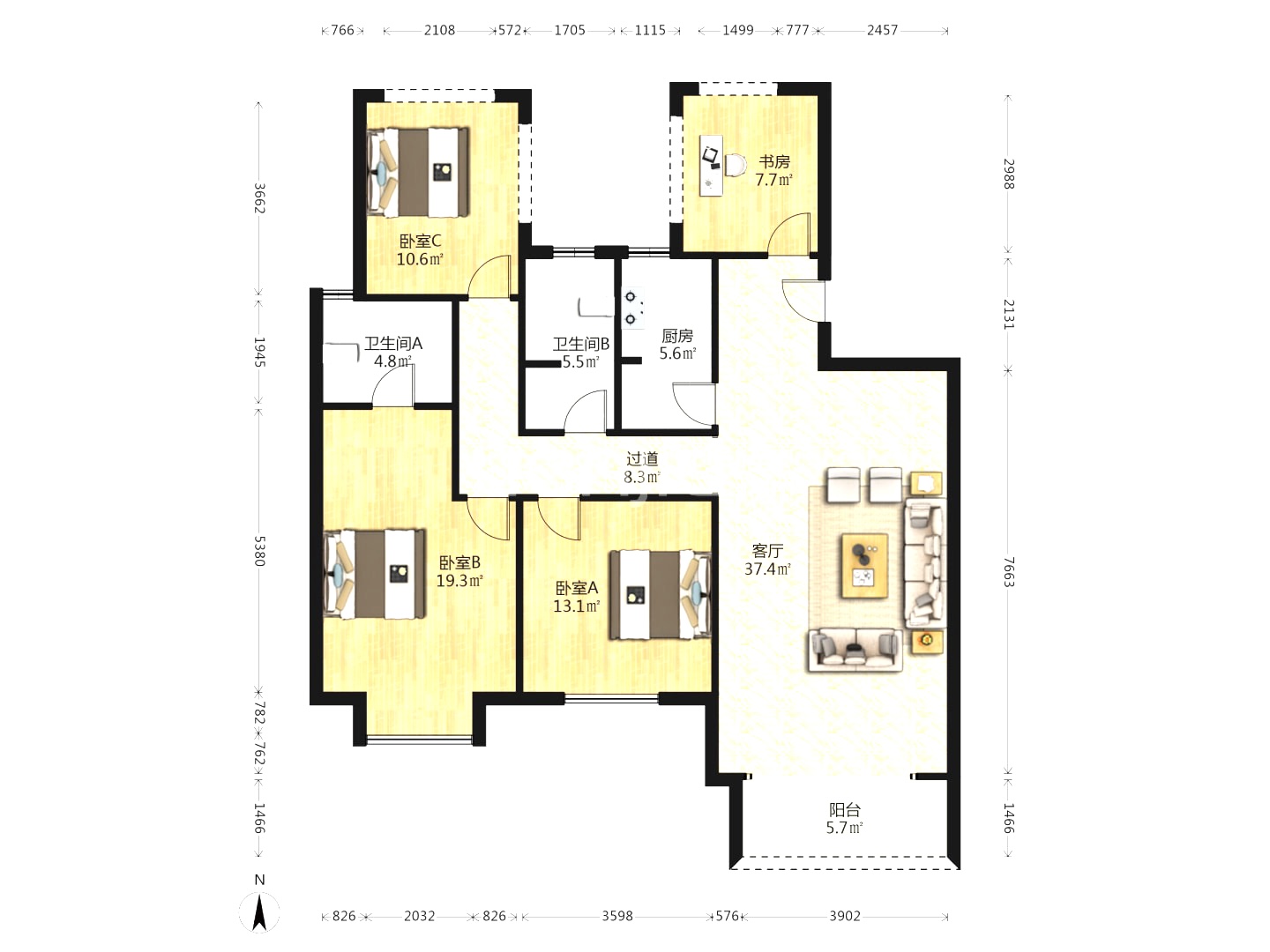 玫瑰御园 3室0厅0卫 95.0万 玫瑰御园 3室0厅0卫 95.0万室内图