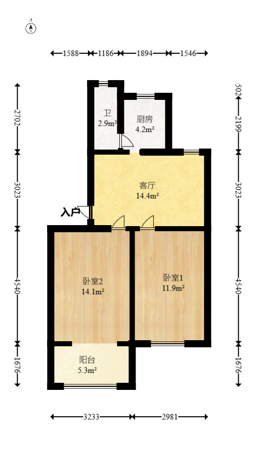 红花坡社区  2室1厅1卫   40.50万室内图1