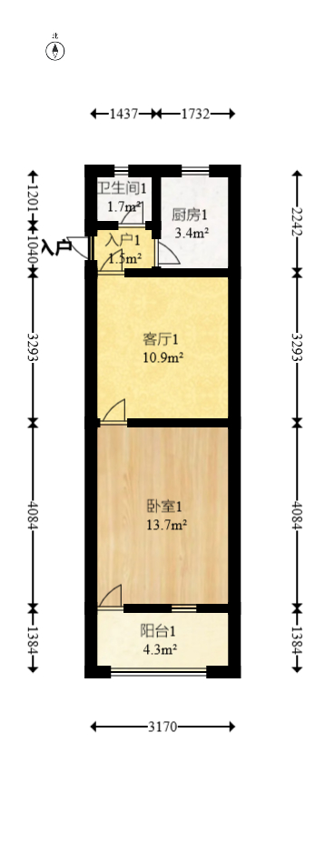 红旗社区  1室1厅1卫   27.00万室内图1
