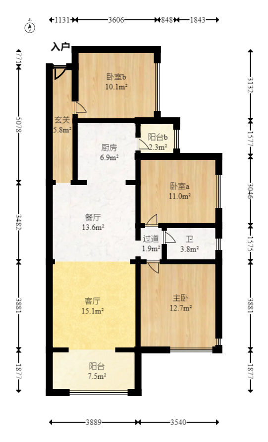润和紫郡一期 3室2厅1卫 68.0万 润和紫郡一期 3室2厅1卫 68.0万户型图