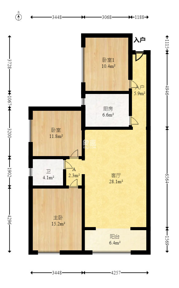 盛地尊域 3室2厅1卫 91.00万 盛地尊域 3室2厅1卫 91.00万户型图