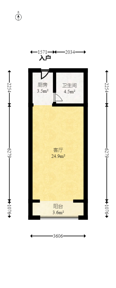 鑫远悦城（鑫远悦时代）  1室1厅1卫   35.90万室内图1
