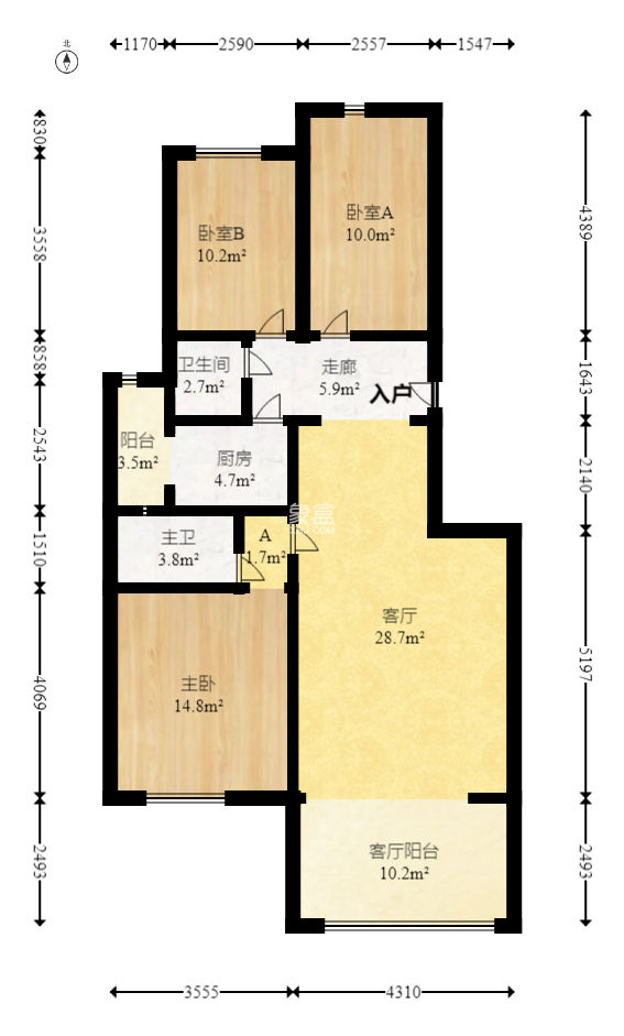 绿地公馆（绿地名邸）  3室2厅2卫    86.0万
