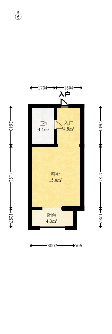 明昇壹城（明昇时代广场）二期  1室1厅1卫   55.00万室内图1