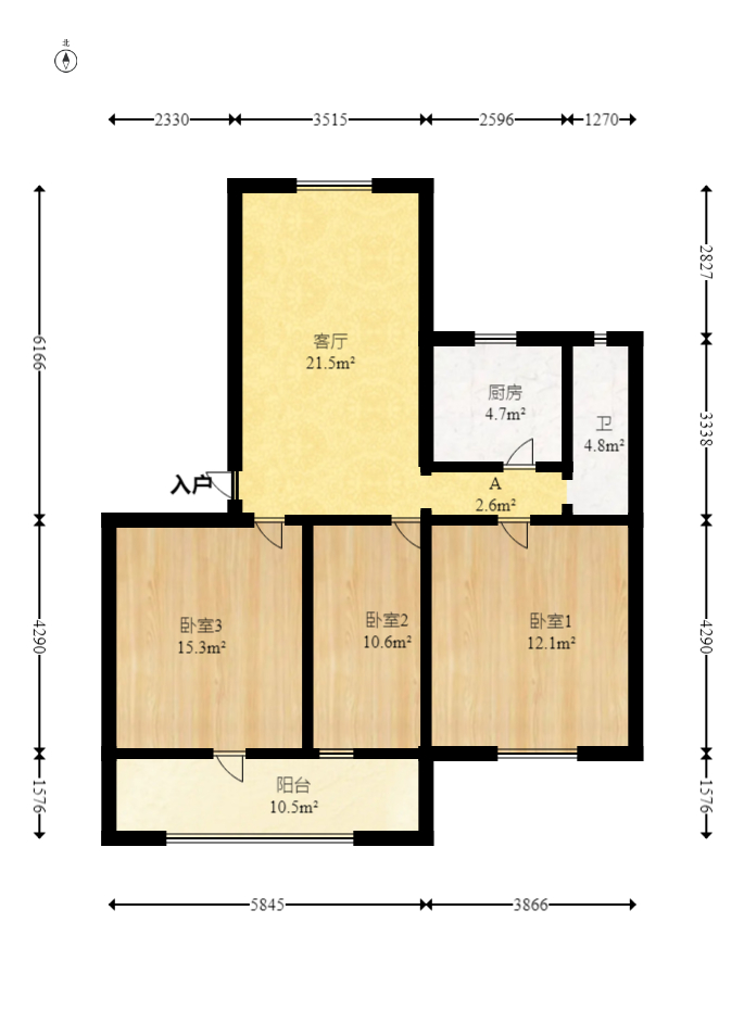 广电南院宿舍（省人民广播电视台宿舍南院）  3室2厅1卫   57.60万室内图1