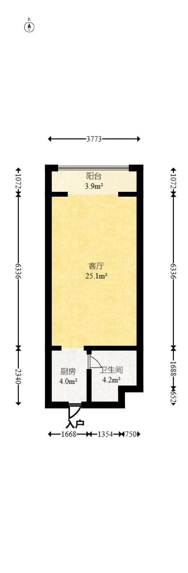 鑫远悦城（鑫远悦时代）  1室1厅1卫   33.00万室内图1