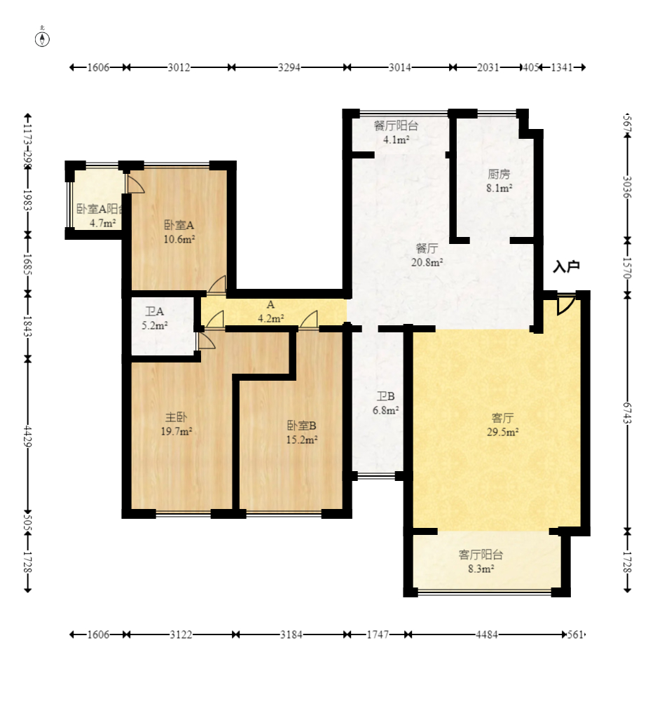八方小区D区  4室2厅2卫   430.00万室内图1
