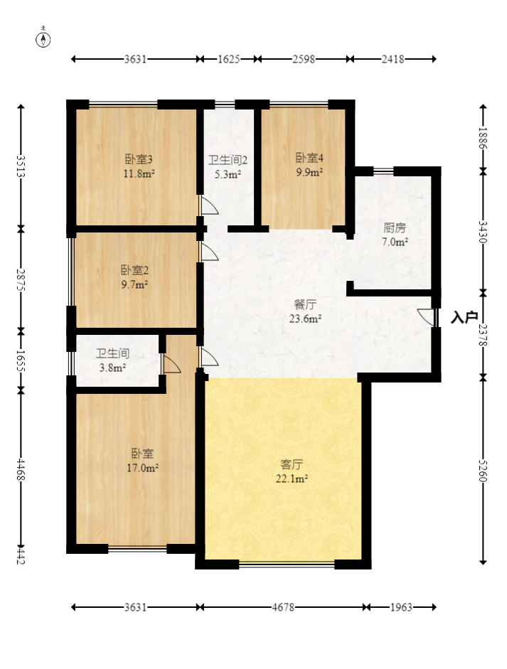 辉宏橄榄城 4室2厅2卫 75.8万 辉宏橄榄城 4室2厅2卫 75.8万户型图