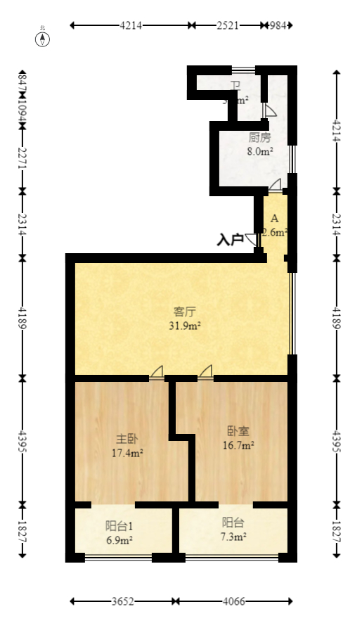 省建苑小区  2室2厅1卫   84.10万室内图1