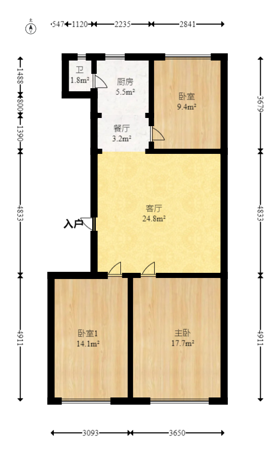 城西安置小区  3室2厅1卫   32.80万室内图1