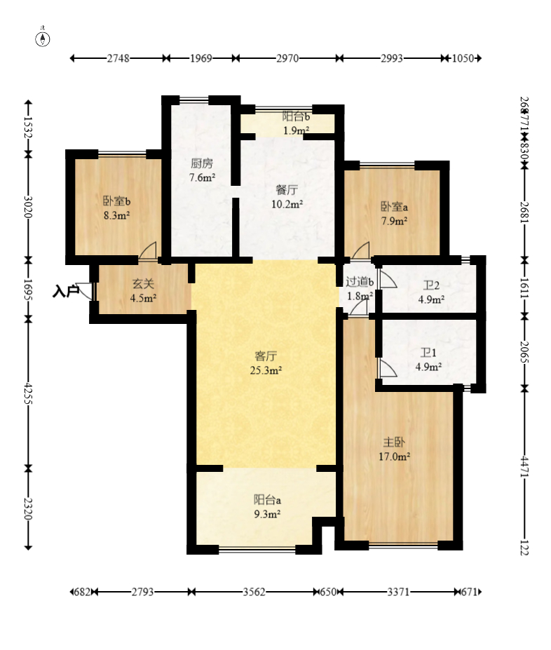 金地三千府(金地湖山樾、金地自在城)  3室2厅2卫    92.0万 金地三千府(金地湖山樾、金地自在城)  3室2厅2卫    92.0万户型图