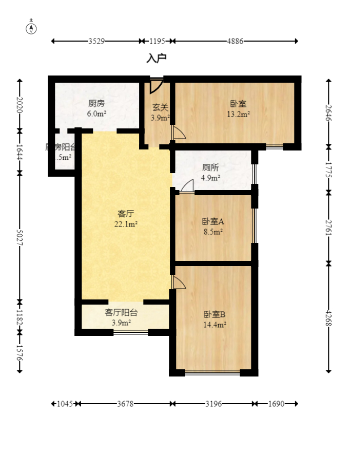 湘熙水郡（观澜海赋家园）  3室2厅1卫   110.00万室内图1