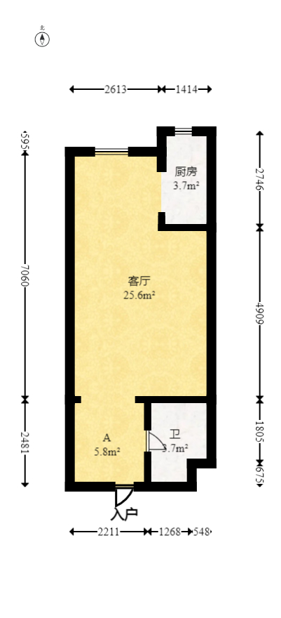 堤亚纳湾（深业沙河城）  1室1厅1卫   35.00万室内图1