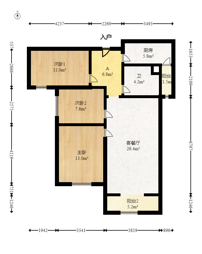山语城三期 3室2厅1卫 60.8万 山语城三期 3室2厅1卫 60.8万户型图