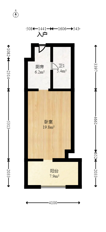 米兰春天  1室1厅1卫   21.00万室内图1