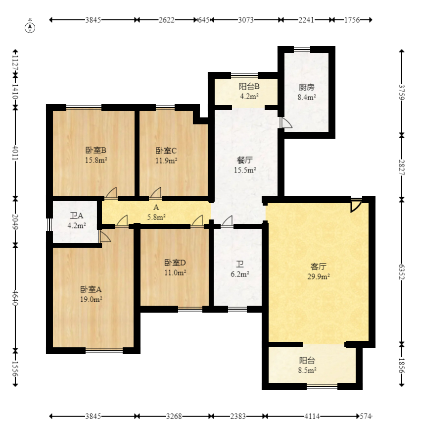 西子湖畔沃府  3室2厅2卫   146.00万室内图1