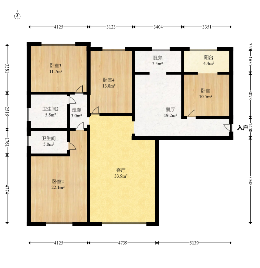 东方美地 4室2厅2卫 106.0万 东方美地 4室2厅2卫 106.0万户型图