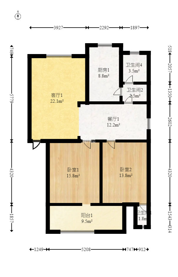 長沙市芙蓉實業(yè)公司宿舍  2室2廳2衛(wèi)   68.00萬