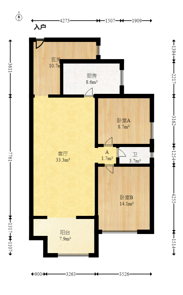 金色溪泉湾  2室2厅1卫   94.00万室内图1