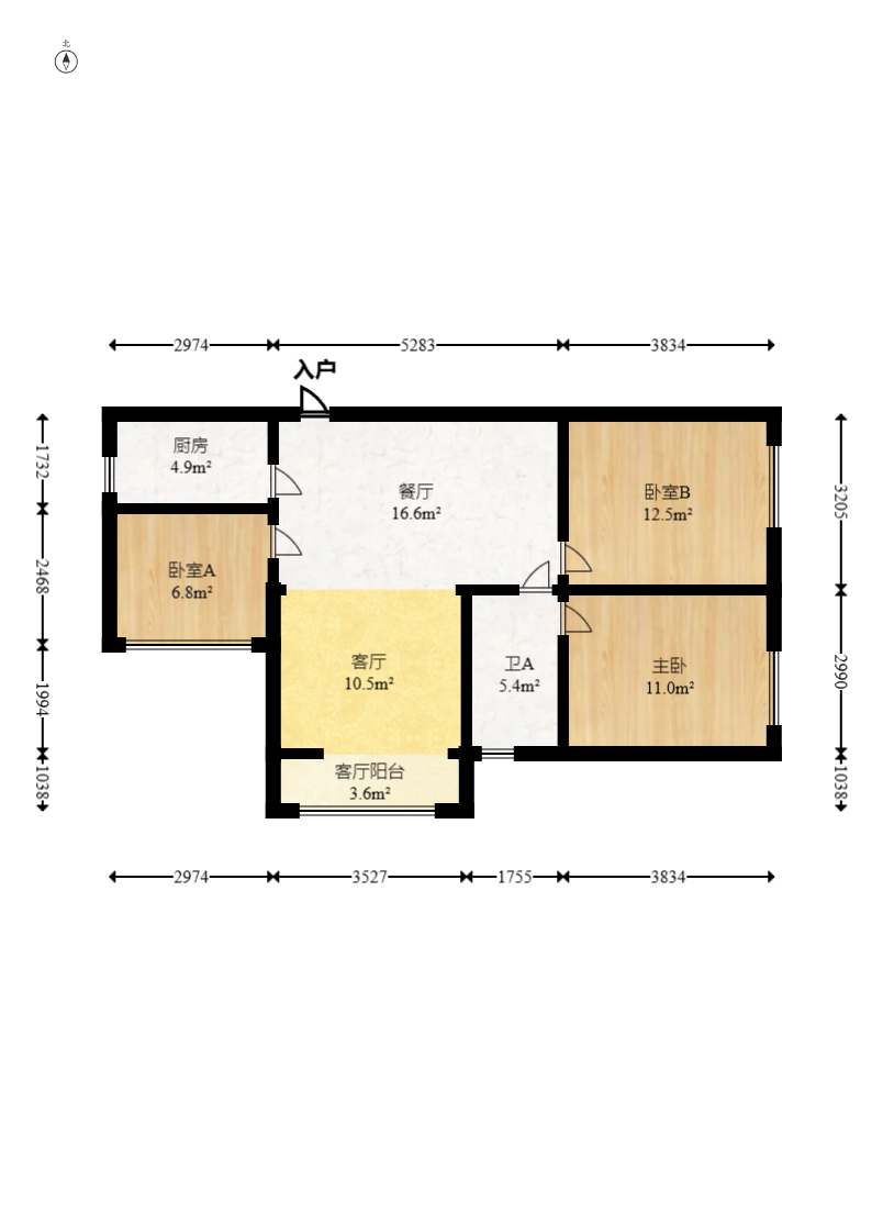 世茂铂翠湾四期(世茂悦享) 3室2厅1卫 125.5万 世茂铂翠湾四期(世茂悦享) 3室2厅1卫 125.5万户型图