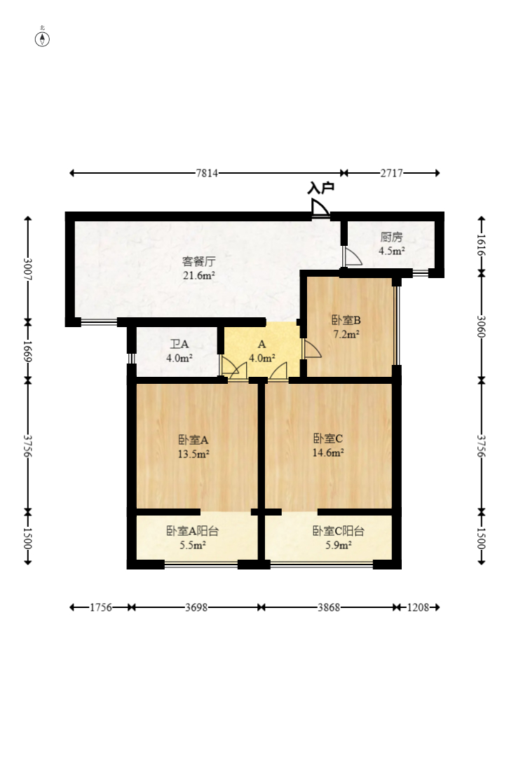旭辉藏郡（藏郡、旭湘华府)  3室1厅1卫   293.00万室内图1