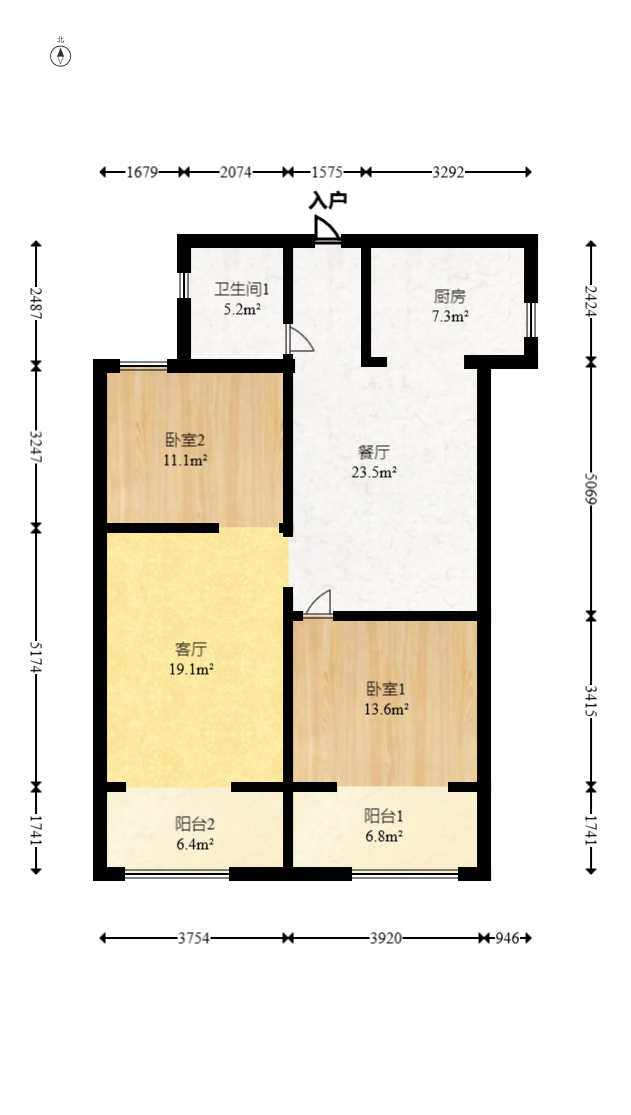 越秀湘江星汇城二期 3室2厅2卫 108.0万 越秀湘江星汇城二期 3室2厅2卫 108.0万户型图