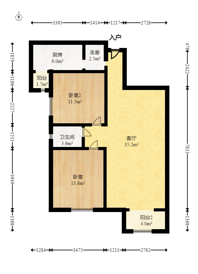 东岸梅园小区  3室2厅2卫   55.00万室内图1